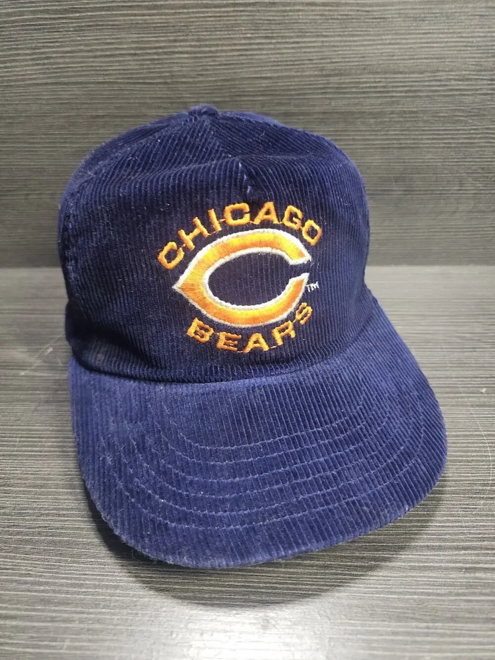 Vintage Chicago Bears Navy Blue Corduroy Shell Hat Snapback Adjustable NFL Dad